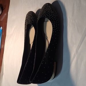 Apt. 9 Gold and Black Loafers with Sparkling Embellishments